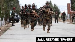 Afghan special forces commandos training in Herat in February 2021.