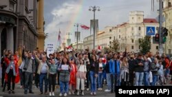 Під час чергового протесту в Мінську 27 серпня 2020 року, який пізніше жорстоко і з затриманнями розігнала міліція