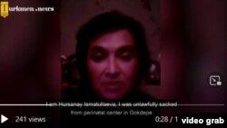 Хурсанай Исматуллаева во время видеобращения к президенту Туркменистана