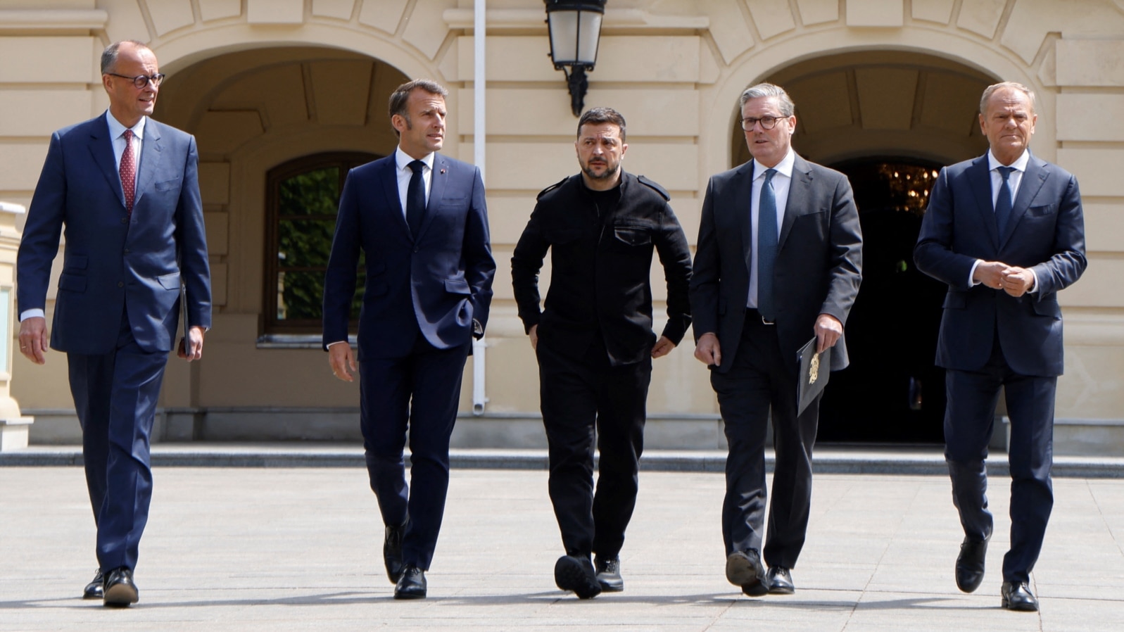 Leaders of Germany, France, Ukraine, Britain, and Poland meet in Kyiv on May 10.