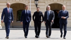 Leaders of Germany, France, Ukraine, Britain, and Poland meet in Kyiv on May 10.
