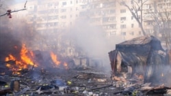 A fire burns after a Russian attack on Zaporizhzhya in southern Ukraine on March 14. 