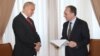 Armenia - New Russian Ambassador Sergey Kopirkin (L) hands copies of his credentials to Armenia's Foreign Minister Zohrab Mnatsakanian, Yerevan,4June 2018.