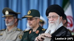 IRAN -- Iranian Supreme Leader Ayatollah Ali Khamenei attends a ceremony in a military academy, in Tehran, June 30, 2018