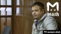 A TV screen grab of Bakhtiyor Matyakubov in court last month. 