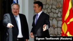 Ohër: Ministri i Jashtëm i Greqisë Nikos Kotzias dhe ai i Maqedonisë Nikolla Dimitrov