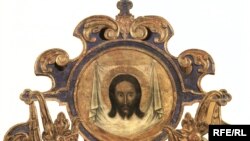 Спас Нерукотворный Картуш, Конец ХVII века, Дерево, резьба, темпера, 83х99