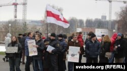 Акцыя супраць міліцэйскага гвалту, арганізаваная Анатолем Лябедзькам, Менск, 30 студзеня 2016 году