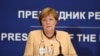 Германският канцлер Ангела Меркел по време на пресконференция в Белград, Сърбия, на 13 септември 2021 г.