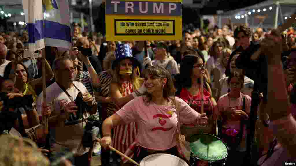 Nem csak Jeruzsálemben, de Tel-Avivban, a „Túszok terén” is karneváli hangulat alakult ki a tűzszünet hírére