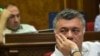 Armenia - Ruben Hakobian (right) and Nikol Pashinian attend a session of the Armenian parliament, Yerevan, July 2, 2015.