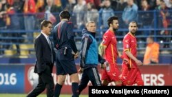 Soccer match between Montenegro and Russia was abandoned after crowd trouble and a player skirmish. 