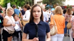 Bulgaria - RFE/RL's Elitsa Simeonova covers protest in Varna on July 16 over the arrest of the mayor, Blagomir Kotsev - screen grab