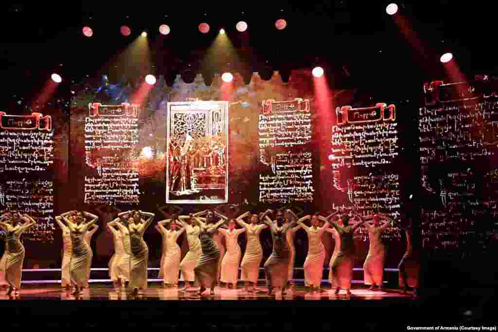 Performers seen during the opening ceremony on May 4.The EPC has met twice each year since French President Emmanuel Macron created the grouping in the wake of Russia's 2022 invasion of Ukraine.