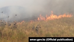 Firefighting operations by Kazakh emergency services are still under way. (file photo)