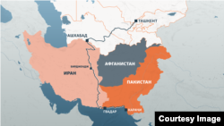 Транзитный коридор Пакистан — Иран — Центральная Азия на карте