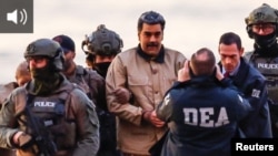 Николас Мадуро в окружении сотрудников американских спецслужб. 3 января 2026 года 