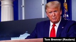 U.S. President Donald Trump addresses the daily coronavirus response briefing at the White House in Washington, U.S., March 31, 2020.