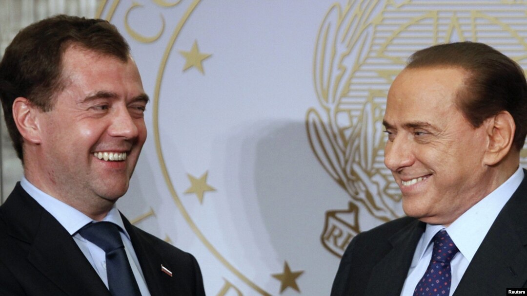 Дмитрий Медведев и Сильвио Берлускони