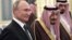 Король Саудовской Аравии Салман присутствовал на церемонии встречи президента России Владимира Путина, Эр-Рияд, 14 октября 2019 г.
