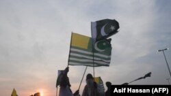 Pakistanis march in a rally in the support of Indian-controlled Kashmir during a protest in Karachi last September.