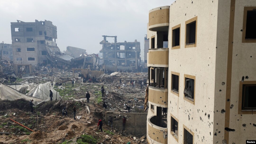 Ndërtesa të dëmtuara në Gaza City gjatë luftës së Izraelit kundër Hamasit në Rripin e Gazës. 19 shkurt 2024.