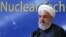 Iranian President Hassan Rohani delivering a speech during Nuclear Technology Day in Tehran in April 2019.