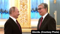 Орус президенти Владимир Путин менен Казакстандын жаңы лидери Касым-Жомарт Токаев, Москва, 3-апрель, 2019-жыл.