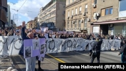 Protesna šetnja u Sarajevu povodom tramvajske nesreće u kojoj je poginuo Erdoan Morankić (23), a više osoba je povrijeđeno, 18. februar 2026. 