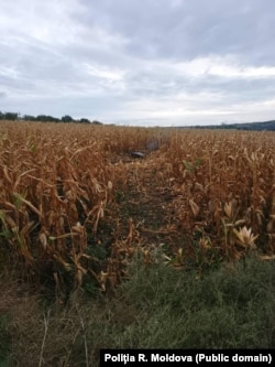 Imagini furnizată de Poliție de la locul în care s-a prăbușit drona.