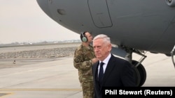 U.S. Defense Secretary Jim Mattis lands in Kabul on March 13.