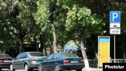 Armenia - Cars parked in downtown Yerevan, 07Aug2013.