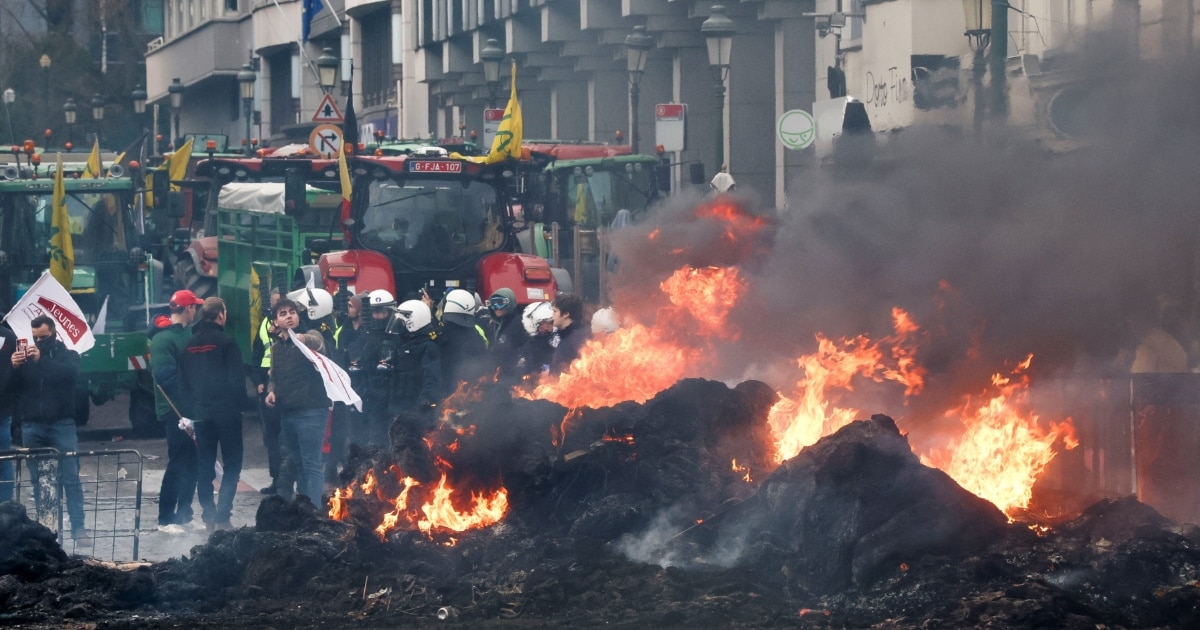 ბრიუსელში ფერმერთა საპროტესტო აქცია მასობრივ არეულობაში გადაიზარდა