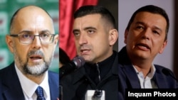 Liderii PSD-AUR-UDMR, de la dreapta la stânga: Sorin Grindeanu, George Simion, Kelemen Hunor