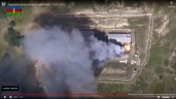 Кадр видео, запечатлевшего предположительно момент уничтожения армянской военной инфраструктуры.