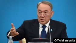 Kazakh President Nursultan Nazarbaev speaks at the congress of his ruling Nur Otan party in Astana on January 29.