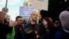 Yulia Navalnaya attends a rally next to the Russian Embassy in Berlin, where voters lined up to cast their ballots in the Russia's presidential election on March 17.