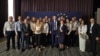Membrii Partidului „Democrația Acasă”, în frunte cu liderul partidului Vasile Costiuc (c), la conferința Make Europe Great Again (MEGA), care a avut loc la Chișinău între 28-29 iulie.