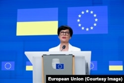 Єврокомісарка з розширення Марта Кос оголошує про відкриття 6-го кластеру 6 з Україною в Брюсселі, Бельгія, 14 липня 2026 року