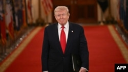 US President Donald Trump in the East Room of the White House in Washington, DC, on March 6.