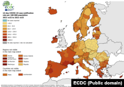 Situația la nivel european a infecțiilor cu Covid-19. România, momentan, are mai puține cazuri la 100.000 de locuitori față de alte țări.