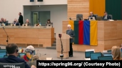 Алесь Бяляцкі выступіў у Сейме Літвы з нагоды 40-годзьдзя Чарнобыльскай катастрофы