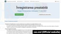 Pagina CEC pentru înregistrarea prealabilă: inregistrare.cec.md