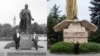 Hungary -- combo photo showing Lenin monument and replacement. Date Unknown