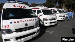 Armenia - New Chinese ambulances are donated to Armenia at a ceremony in Yerevan, 17 October 2018.