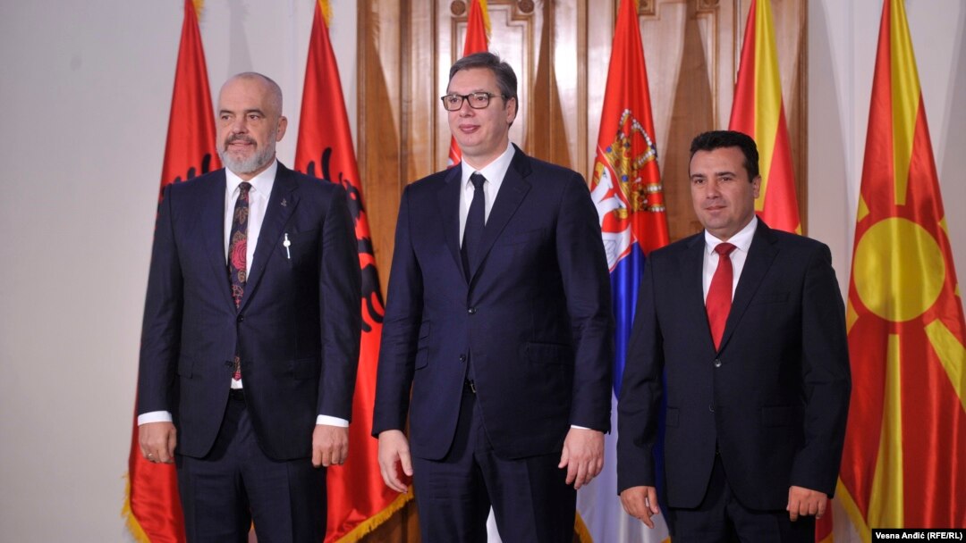 Serbia-- A meeting between the president of Serbia Aleksandar Vucic, the presidential leadership of Kosovo Edi Rama and the president of Northern Macedonia Zoran Zaev, Novi Sad, Ocotber 10, 2019.