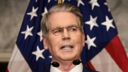 U.S. Treasury Secretary Scott Bessent speaks at a news conference at the Treasury Department in Washngton, August 24, 2024