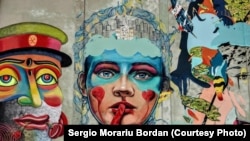 Lucrare de Street Art realizată în 2019 de Alex Baciu, Flaviu Rouă, IRLO și Corina Nani pe silozul Comcereal din Timișoara