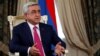 Armenia -- Armenian President Serzh Sarkisian speaks during an interview with Reuters at his office in Yerevan, June 25, 2016