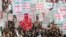 Houthi supporters rally against the U.S.-led strikes, in Sanaa
